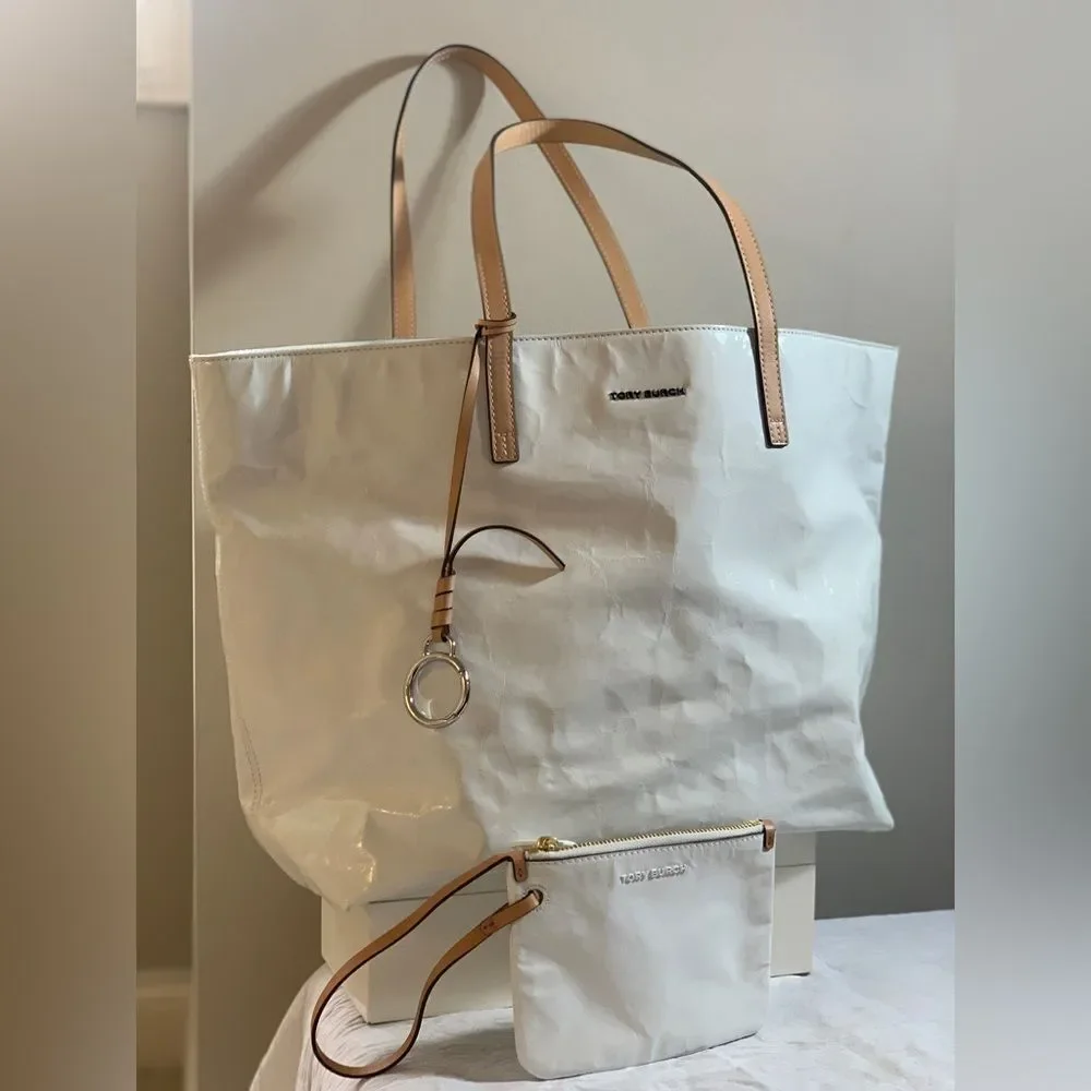 Tory Burch Milo Tote and Pouch - White
